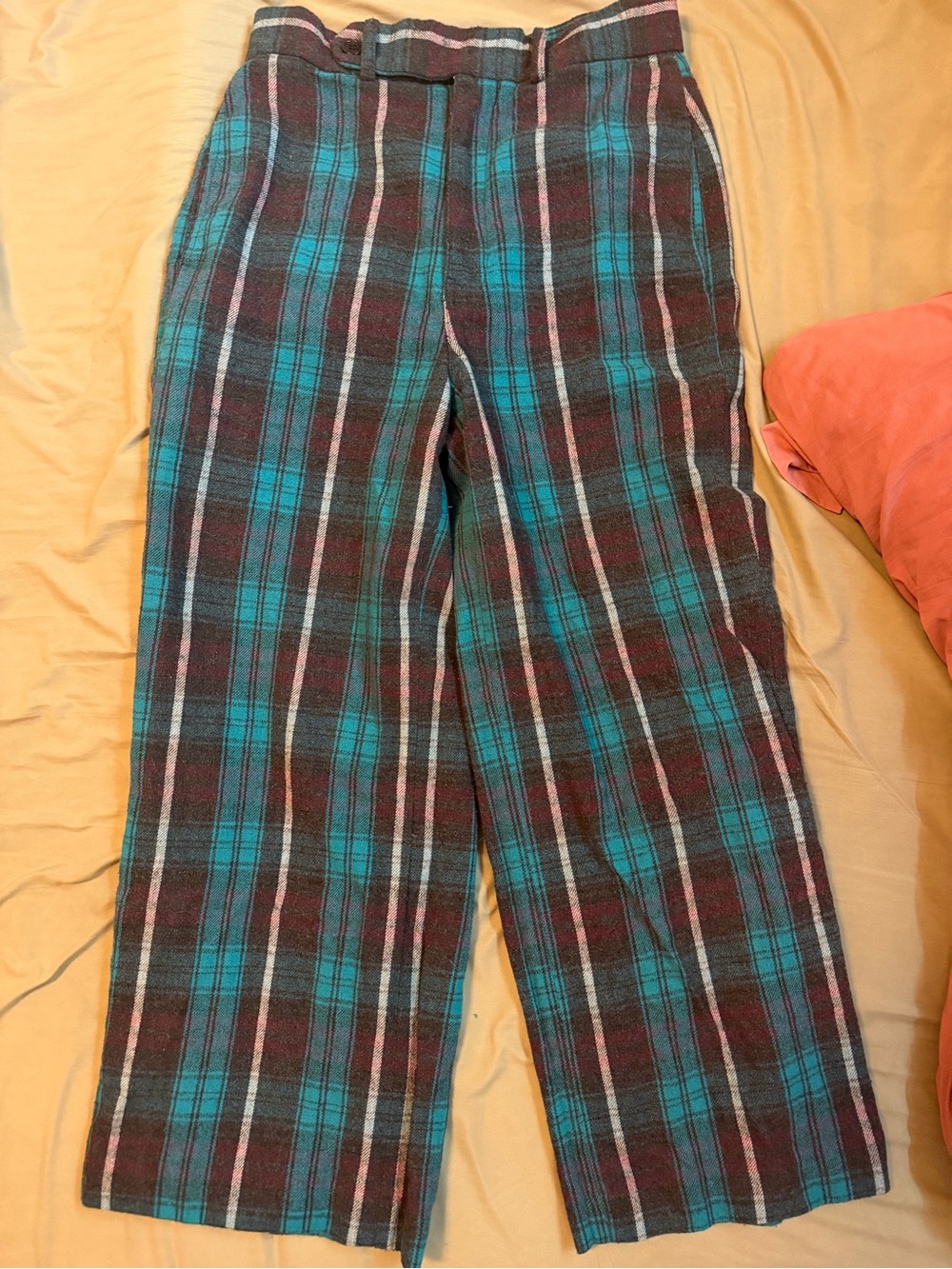 Urban Outfitters Teal and Burgundy Plaid Corduroy Pants